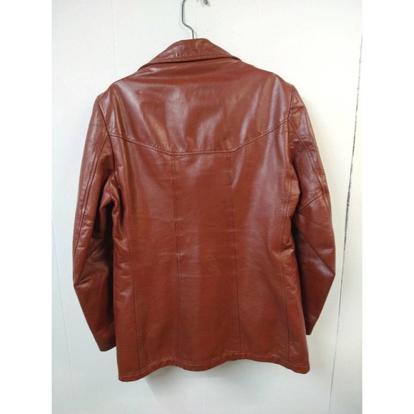 Vintage JCPenney Mens 40 Oxblood Leather Leisure Coat Jacket Removable Lining - Picture 5 of 5